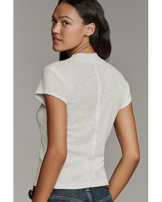 Pilcro White Cyris Cotton Modal Turtleneck T-Shirt