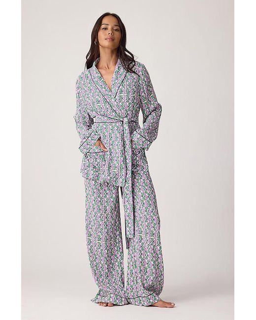 It's 9pm Gray Rizzo Bespa Cream Suit Long Pyjama Set