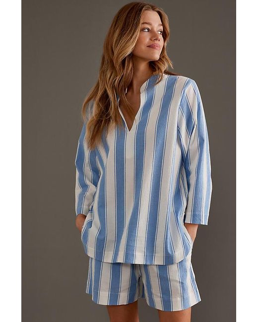 Desmond & Dempsey Gray Boat Cotton Pyjama Set