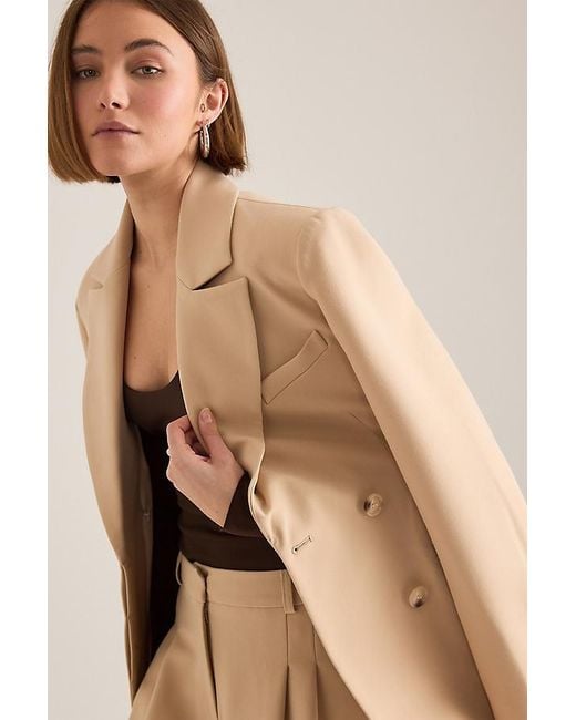 Anthropologie Natural By Hourglass Woven Single-Breasted Blazer