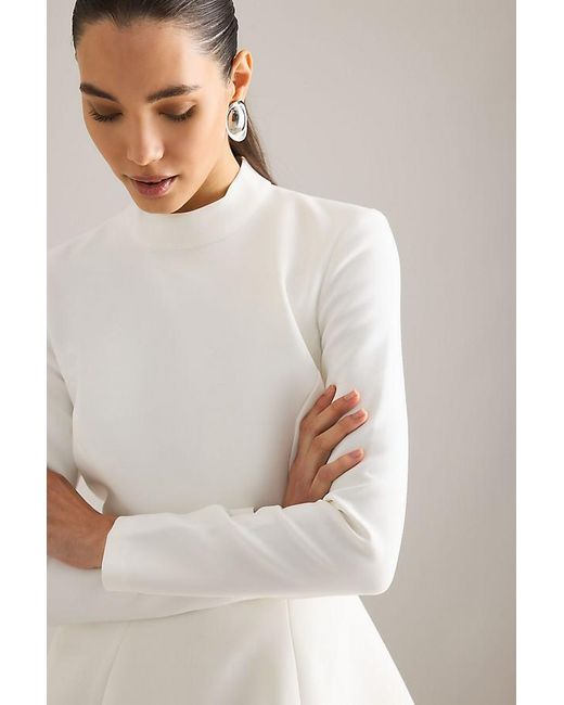 Bardot Natural Zephyra High-Neck Long-Sleeve Mini Dress