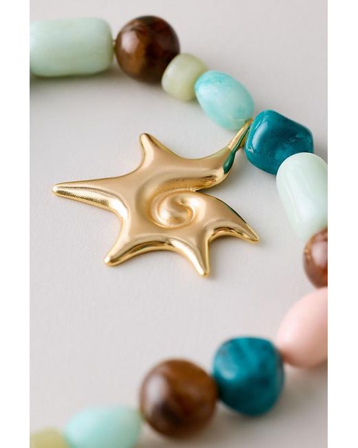 By Anthropologie Metallic Ibiza Beaded Pendant Necklace