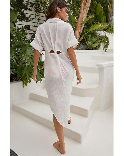 By Anthropologie White The Lucia Sheer Midi Dress