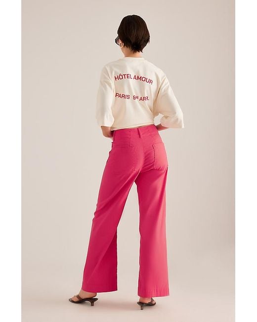 Maeve Pink The Colette Full-Length Wide-Leg Trousers By
