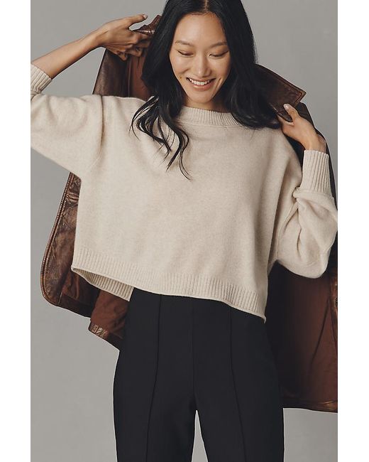By Anthropologie Natural The Goldie Cashmere Long-Sleeve Crew-Neck Jumper
