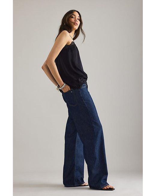 Rag & Bone Blue Logan Mid-Rise Wide-Leg Jeans