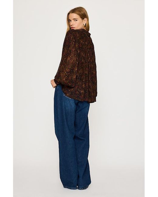 By Anthropologie Brown Paisley Long-Sleeve Blouse