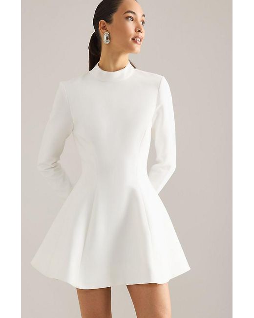 Bardot Natural Zephyra High-Neck Long-Sleeve Mini Dress