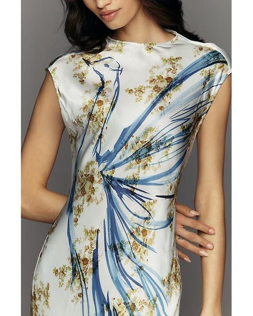 Maeve Gray Mock-Neck Midi Slip Dress