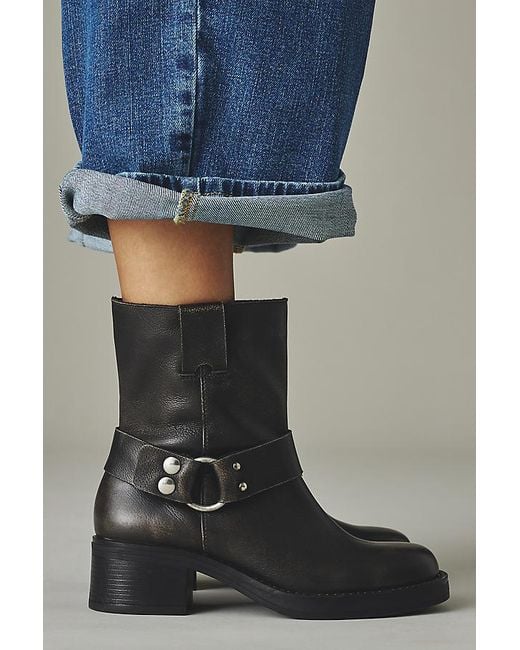 By Anthropologie Black Short Biker Boots