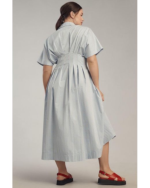 Exquise Gray The Tobie Button-Front Pleated Shirt Dress By