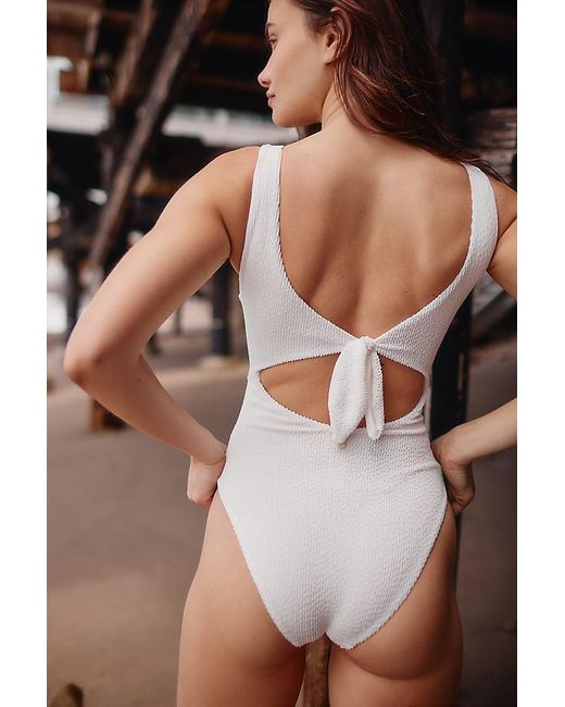MALAI Brown Textured Wave Twist One-Piece Swimsuit