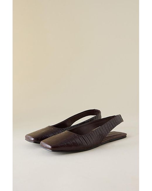 Vicenza Natural Square-Toe Slingback Flats