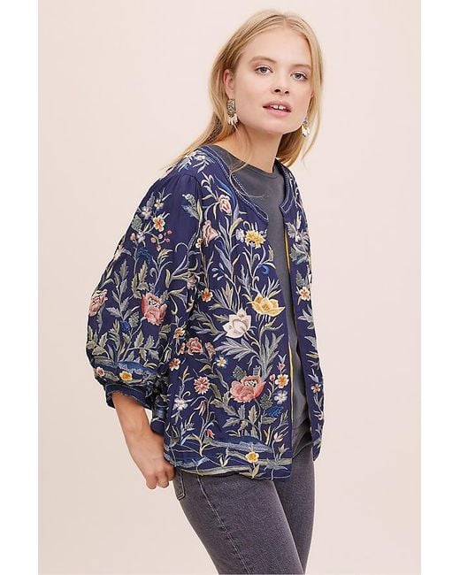 M.A.B.E Velma Embroidered-bomber Jacket in Blue | Lyst UK