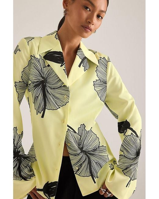 OperaSPORT Yellow Lone Floral Print Shirt