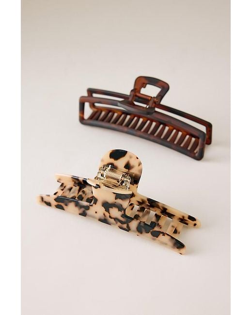 By Anthropologie Natural Large Hair Claw Clips, Set Of 2