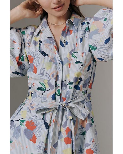 Maeve Gray The Mona Linen Mini Shirt Dress By