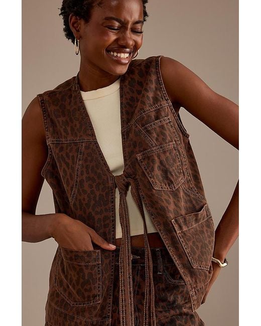 トップス DAMSON MADDER LEODARD TIE FRONT GILET Leopard Tie Front Gilet | Nuuly