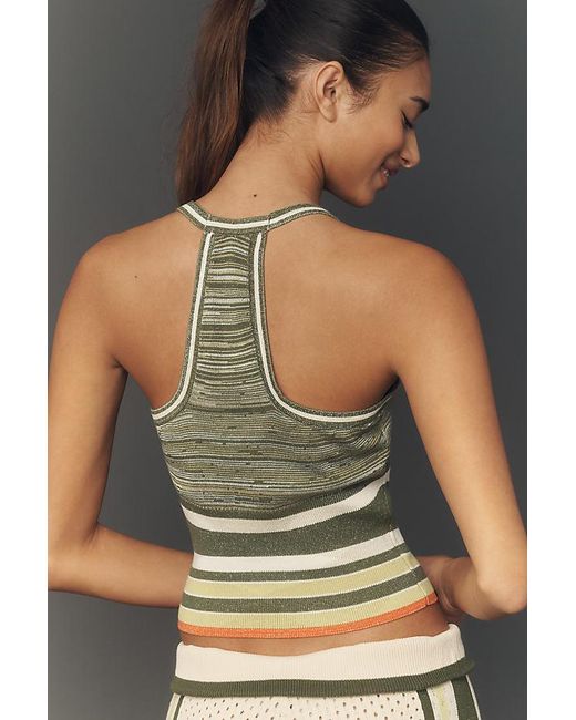 Daily Practice Green Knit V-Neck Halter Top