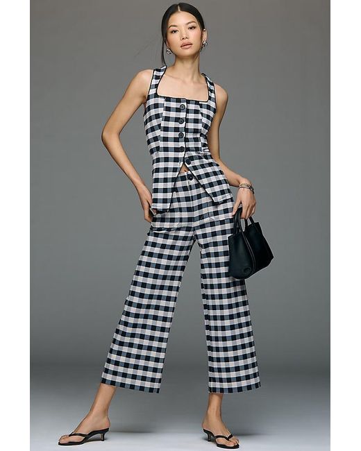 Maeve Gray The Colette Printed Crop Wide-Leg Trousers By