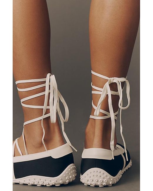 Matisse White Lace-Up Ballet Trainers
