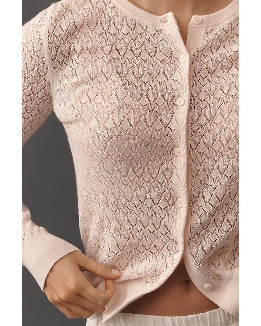 By Anthropologie Multicolor Juliet Pointelle Long-Sleeve Cotton-Blend Cardigan