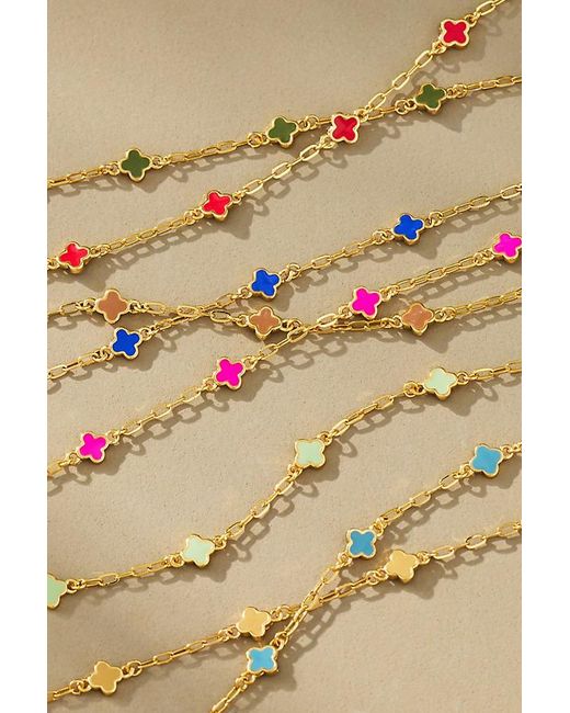 By Anthropologie Natural Clover Chain Wrap Bracelet