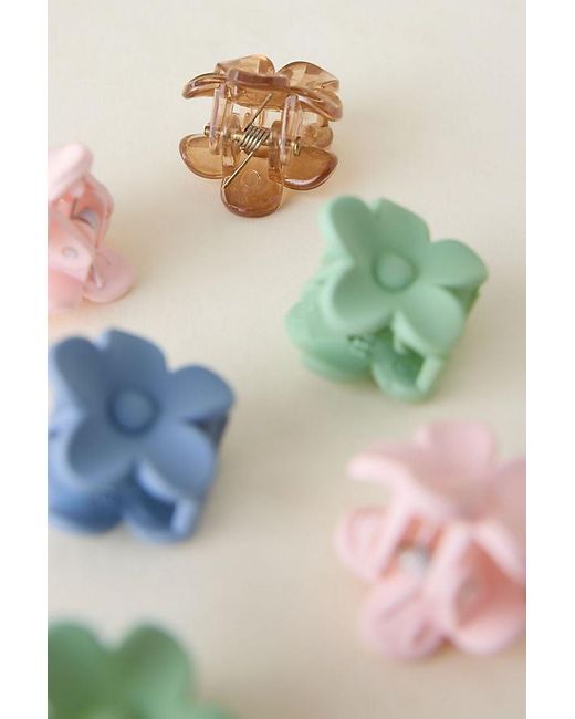 By Anthropologie Blue Mini Flower Hair Claw Clips, Set Of 8
