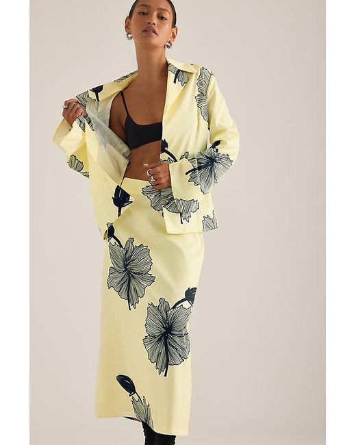 OperaSPORT Natural Lone Floral Print Midi Skirt