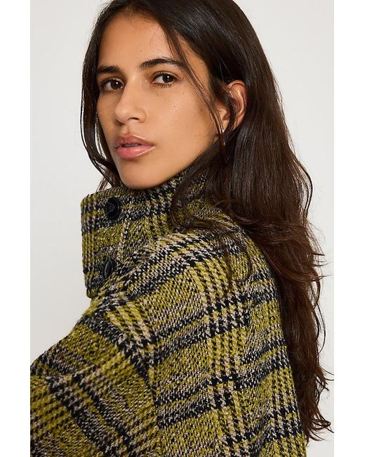 By Anthropologie Blue Lime Boucle Funnel-Neck Jacket