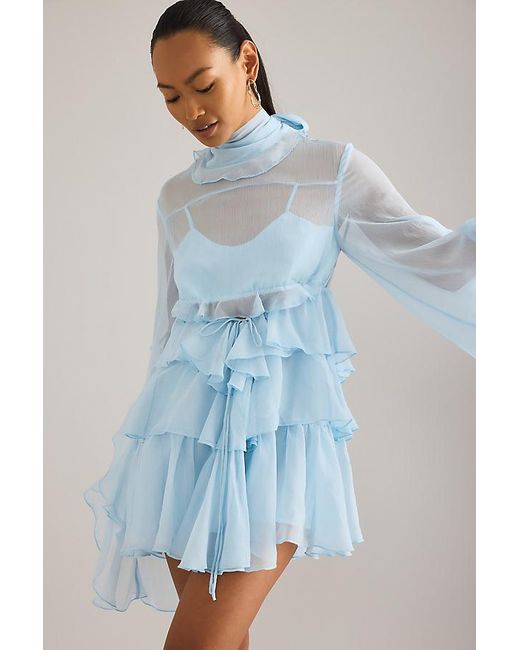 Bardot Blue Anyssa Ruffle Mini Dress