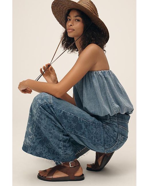 Pilcro Blue The Adi Mid-Rise Frayed Relaxed Flare Jeans By Reworked Edition