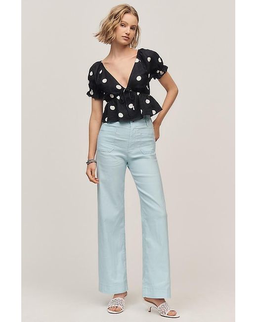 Maeve Blue The Colette Full-Length Wide-Leg Trousers By