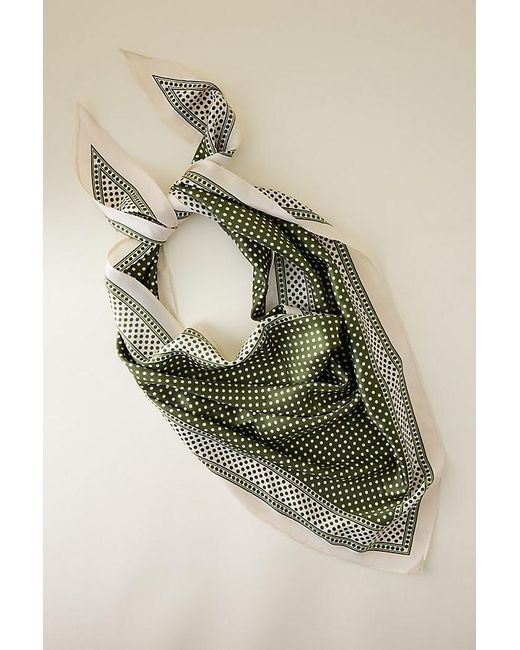 By Anthropologie Green Polka Dot Triangle Headscarf