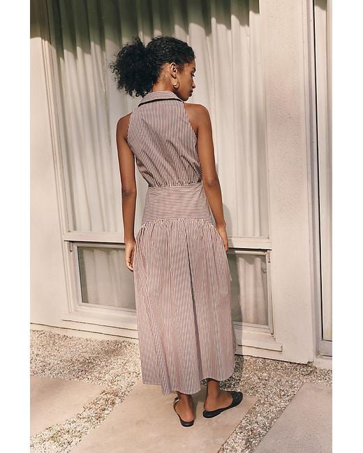 Exquise Natural Drop-Waist Midi Shirt Dress By