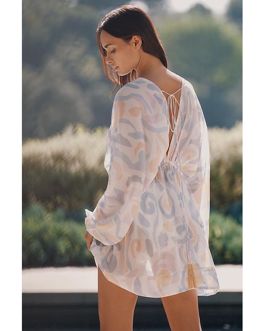 Celandine Brown Printed Drawstring Getaway Kaftan
