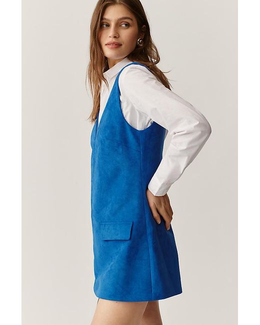 Mare Mare Blue Faux-Suede Sleeveless V-Neck Playsuit