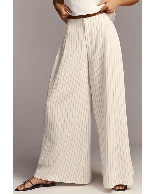 Maeve Natural Draped A-Line Palazzo Trousers