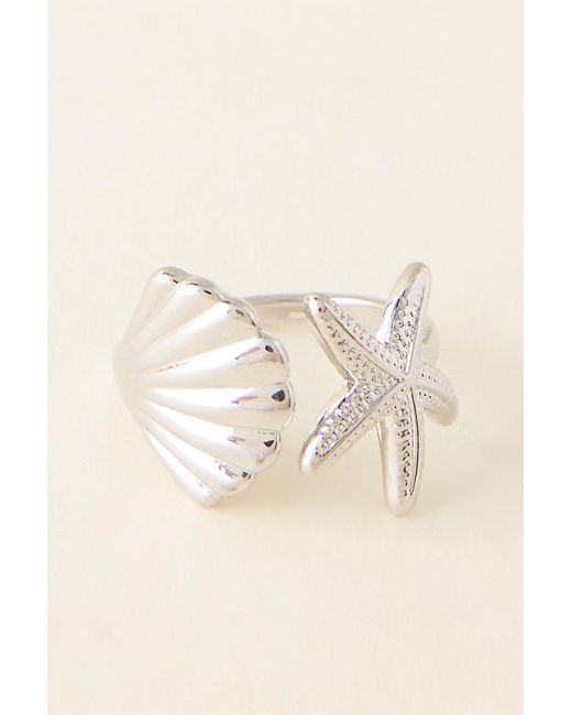 By Anthropologie Natural Shell & Starfish Ring