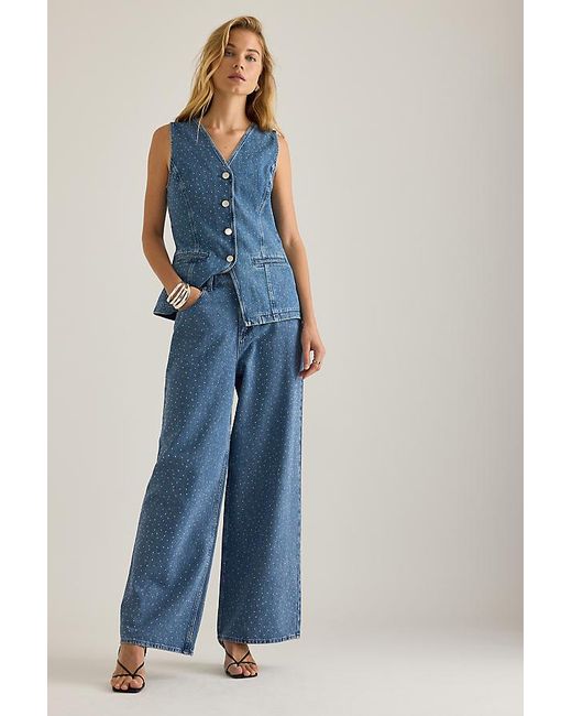By Anthropologie Blue Sparkle Wide-Leg Jeans