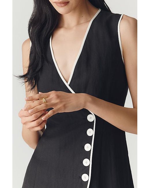 Mare Mare Blue Asymmetric Button Mini Dress