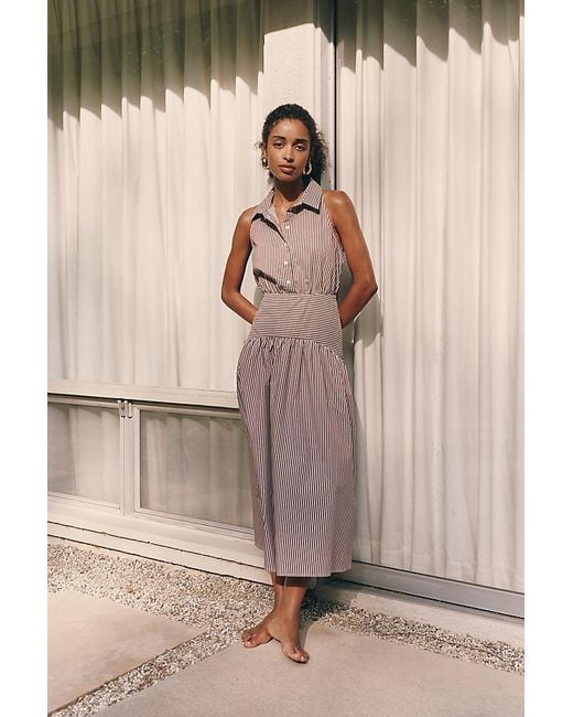 Exquise Natural Drop-Waist Midi Shirt Dress By