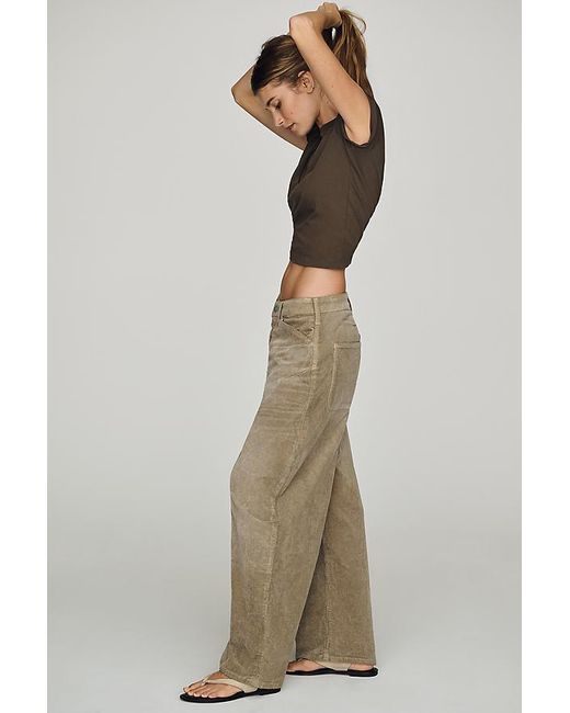 Pilcro Natural The Kayden Cord Mid-Rise Barrel Trousers By