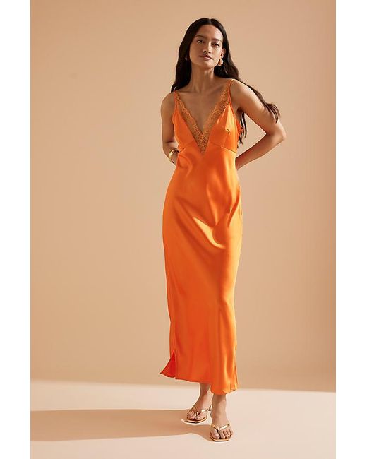 Never Fully Dressed Orange Cateana Midi Slip Dress