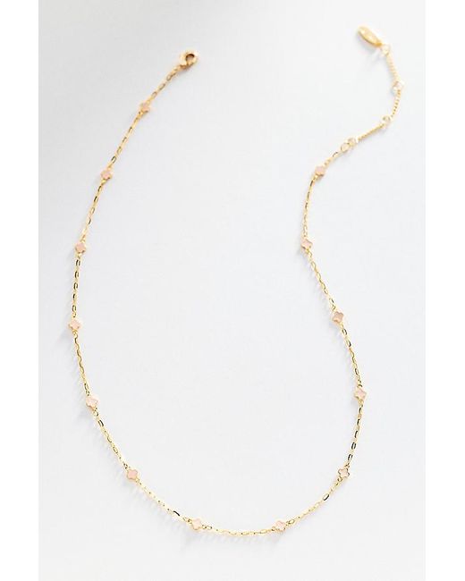 By Anthropologie White Tiny Clover Chain Necklace