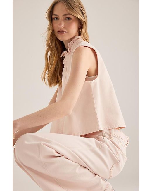 seventy + mochi Natural Bay Blush High-Rise Wide-Leg Jeans