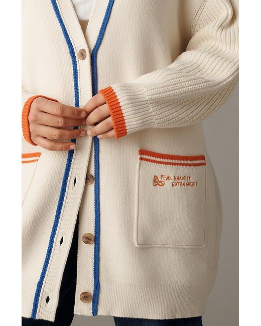 Maeve Green Cotton Blend Veggie Motif Cardigan