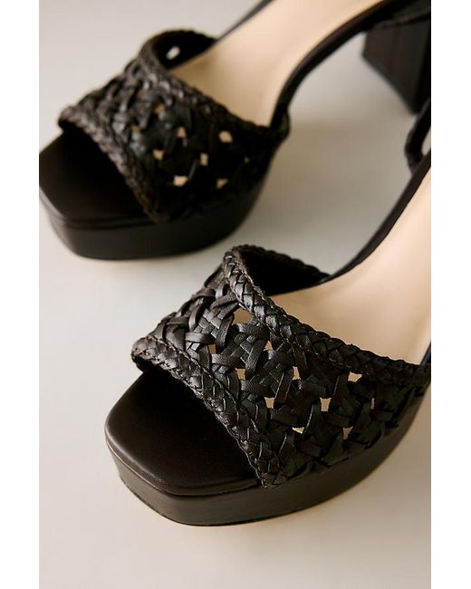 By Anthropologie Brown Woven Platform Heels
