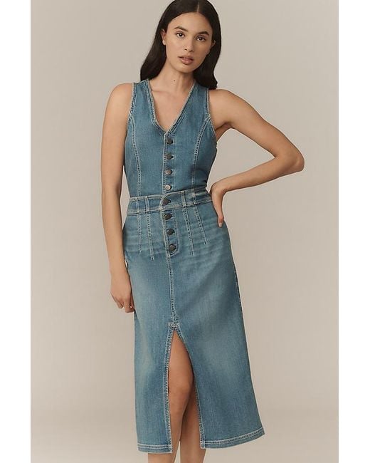 Pilcro Blue Denim Vest Twofer Midi Dress