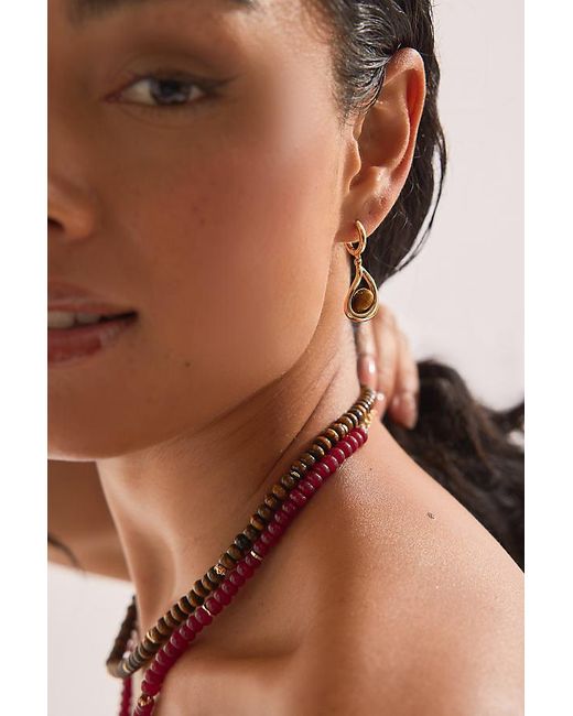 By Anthropologie Metallic Stone Teardrop Earrings